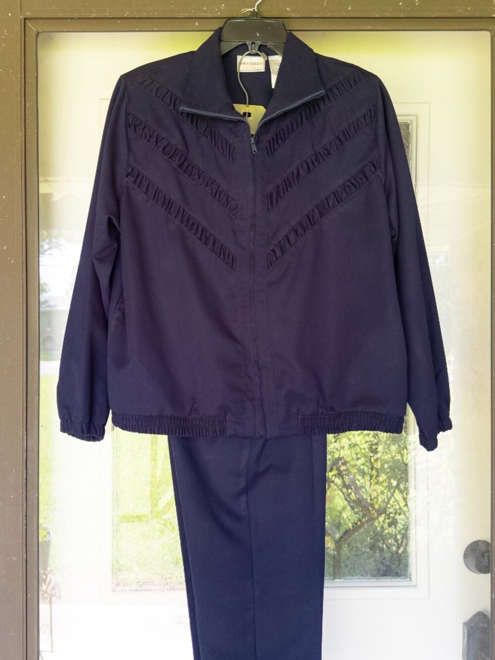 Vintage Napa Valley Petite Navy Blue Tracksuit Set - Zip Jacket & Elastic Waist